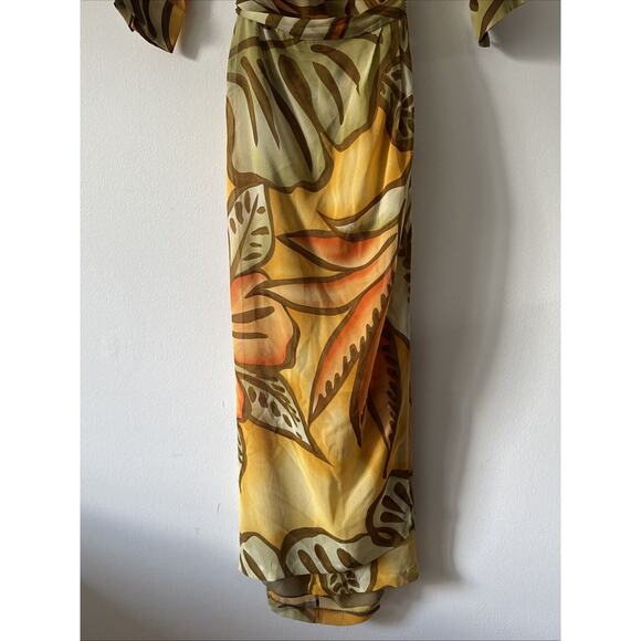 Randy Kemper 2 pc Blouse Wrap Skirt Size 6 100% Silk Boho Farm Rio Resort Artsy - Picture 4 of 11